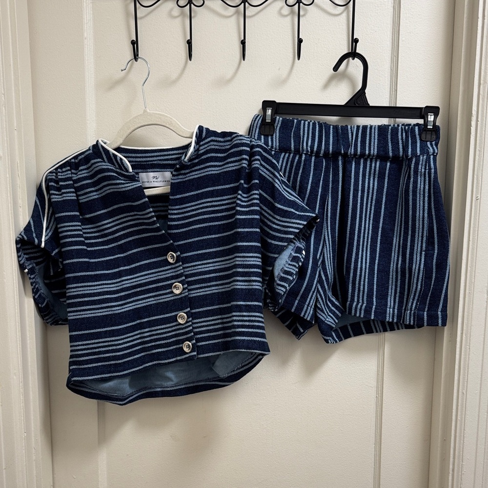 Striped Navy Crop Top